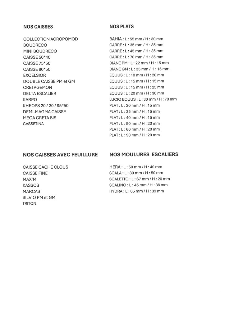   Guide pratique: Caisses avec ou sans feuillure / plats / moulures escaliers  page 1