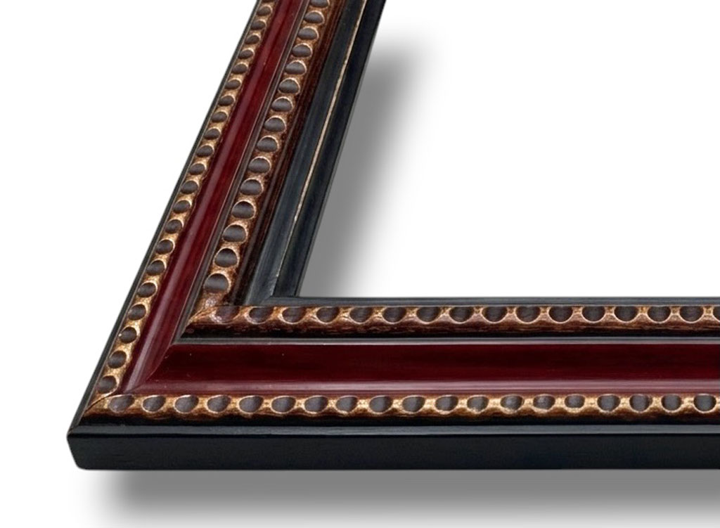 Ceto L: 65 mm / H: 40 mm  Guilloché 2 assiettes filet et dos noirs gorge rouge vif