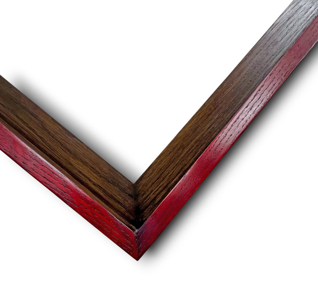 Caisse 45*45 Pente, Teinté chêne foncé pente oléo rouge