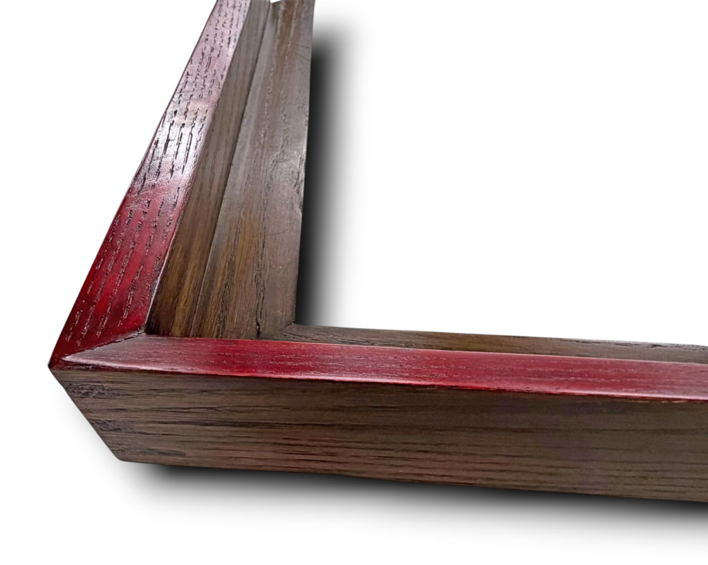 Caisse 45*45 Pente, Teinté chêne foncé pente oléo rouge